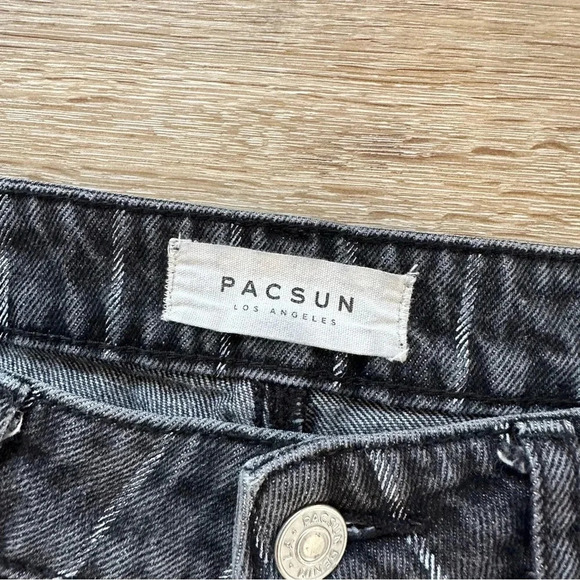 Pacsun Salem Stripe Dark Grey/ Black High Rise Straight Leg Mom Jean Sz 26 GUC - Picture 6 of 10